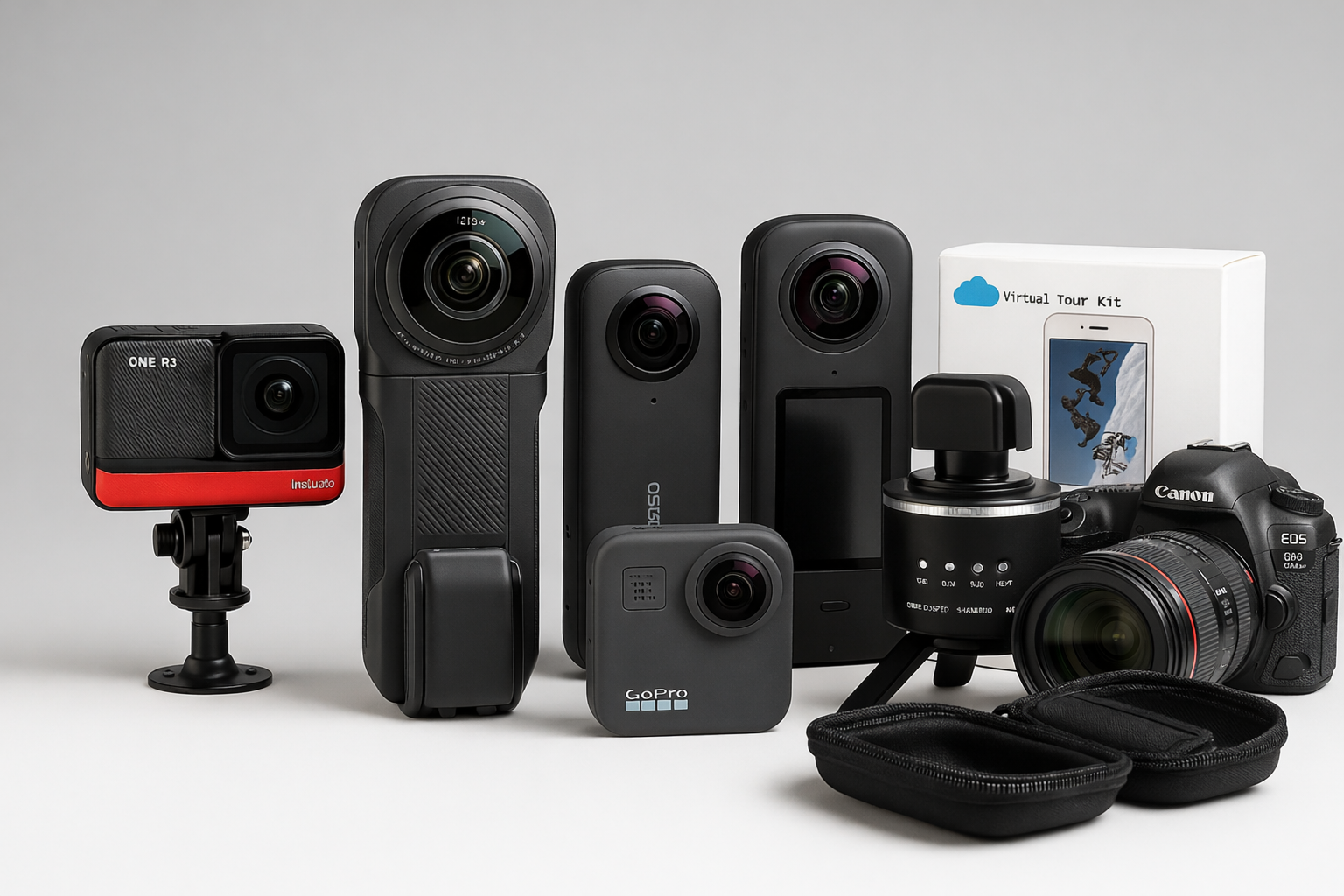 Various cameras including DSLR, 360 degree cameras, and action cameras compatible with HDR-Merge